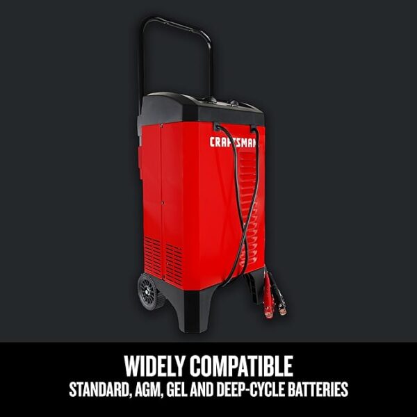 Craftsman CMXCESM274 Manual Timer-Controlled Wheeled Battery Charger and Jump Starter for Car, SUV, Truck, and Boat Batteries, 175 Cranking Amps, 12 Volt, Red, 1 Unit - Image 2