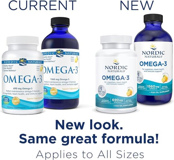 Nordic Naturals Omega-3, Lemon Flavor - 8 oz - 1560 mg Omega-3 - Fish Oil - EPA & DHA - Immune Support, Brain & Heart Health, Optimal Wellness - Non-GMO - 48 Servings - Image 2