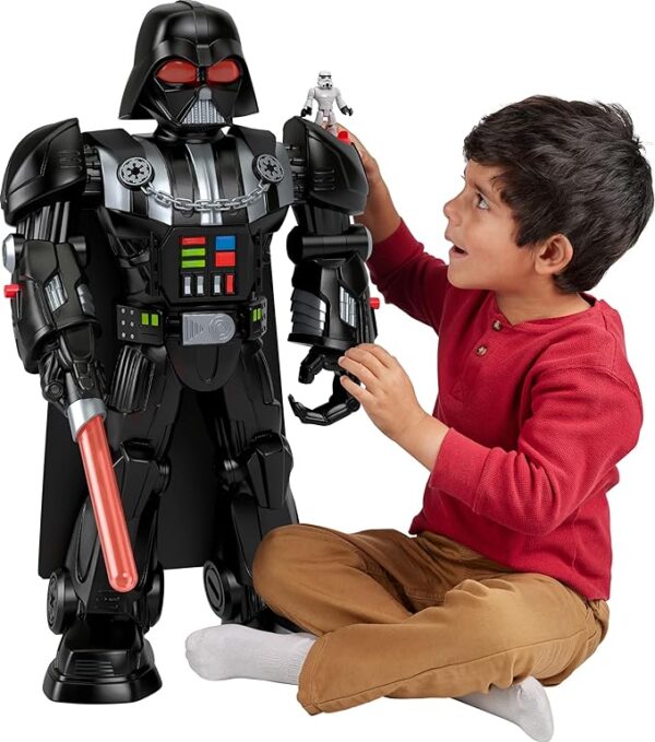 Fisher-Price Imaginext STAR WARS Darth Vader Bot 2+ Ft Tall Toy, Lights Sounds & Stormtrooper Metal Character Key for Kids Ages 3+ Years