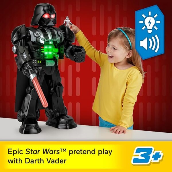 Fisher-Price Imaginext STAR WARS Darth Vader Bot 2+ Ft Tall Toy, Lights Sounds & Stormtrooper Metal Character Key for Kids Ages 3+ Years - Image 3