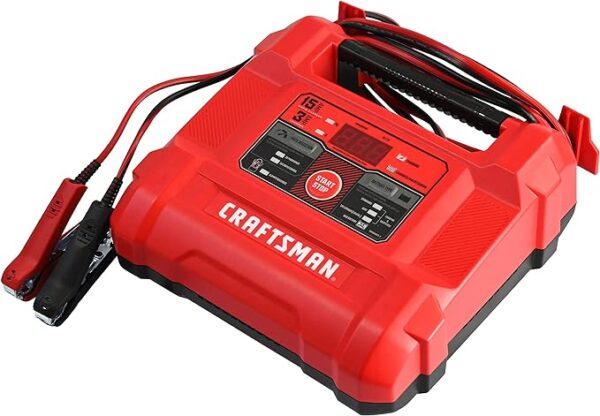 Craftsman CMXCESM162 Fully Automatic Automotive Battery Charger and Maintainer for Car, SUV, Truck, and Boat Batteries, 15 Amps, 6 Volt, 12 Volt, Red, 1 Unit