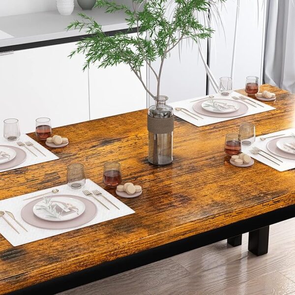 AWQM Dining Room Table Set, Kitchen Set with 2 Benches, Ideal for Home, and Room, Breakfast of 43.3x23.6x28.5 inches, Benches 38.5x11.8x17.5 Industrial Brown - Image 3